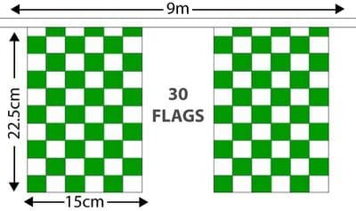 Checkered Bunting Green and White 9m