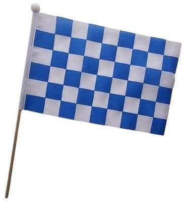 Checkered Hand Flag Blue and White