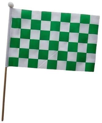 Checkered Hand Flag Green and White