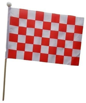 Checkered Hand Flag Red and White