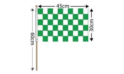 Checkered Large Hand Flag Green and White (18