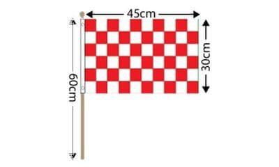 Checkered Large Hand Flag Red and White (18