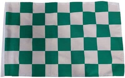 Checkered SLEEVED Green and White Flag - 1.5ft x 1ft