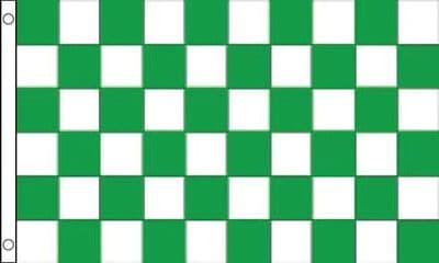Checkered VALUE Green and White Flag - 3ft x 2ft | Standard Polyester