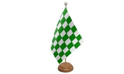 Checkered Wooden Table Flag Green And White