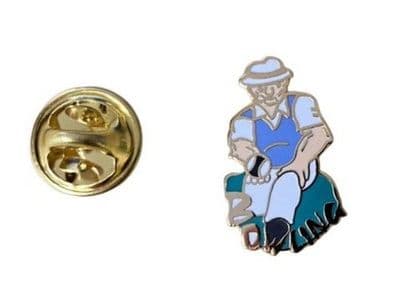 Comic Bowler Gent Pin Badge