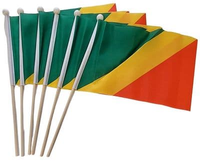Congo Brazzaville Hand Flag - 6 Pack