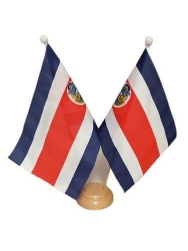 Costa Rica Double Table Flag | Buy Costa Rica Double Wooden Table Flag