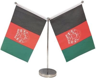 DELUXE Afghanistan Double Table Flag - Chrome