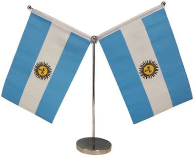 DELUXE Argentina Double Table Flag - Chrome