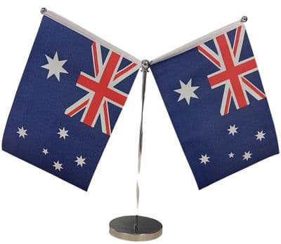 DELUXE Australia Double Table Flag - Chrome