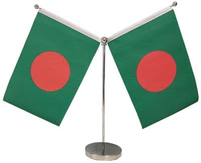 DELUXE Bangladesh Double Table Flag - Chrome