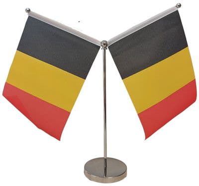 DELUXE Belgium Double Table Flag - Chrome