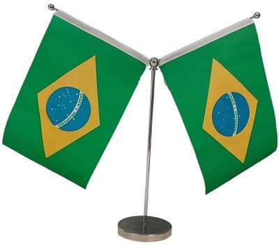 DELUXE Brazil Double Table Flag - Chrome