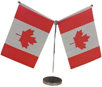 DELUXE Canada Double Chrome Table Flag