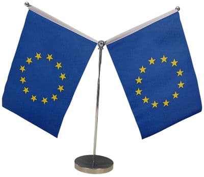 DELUXE European Union Double Table Flag - Chrome