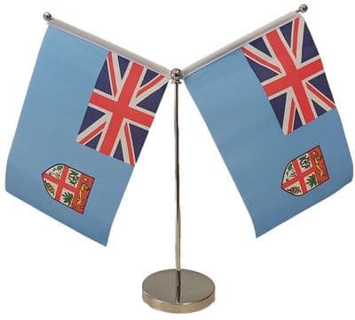 DELUXE Fiji Double Table Flag - Chrome