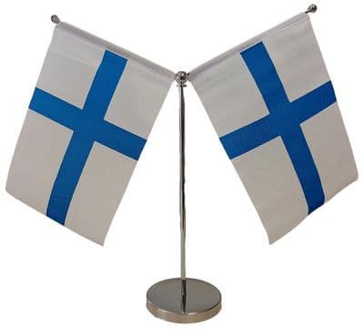 DELUXE Finland Double Table Flag - Chrome
