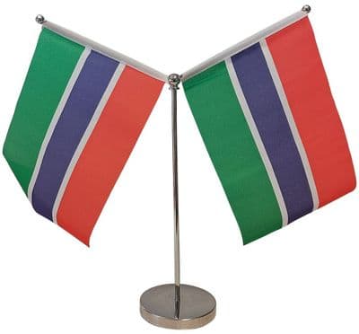 DELUXE Gambia Double Table Flag - Chrome