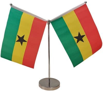 DELUXE Ghana Double Chrome Table Flag