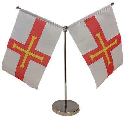 DELUXE Guernsey Double Table Flag - Chrome