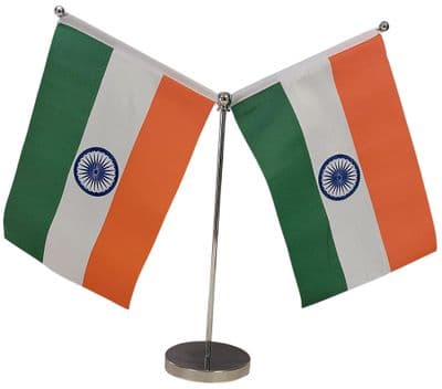 DELUXE India Double Table Flag - Chrome