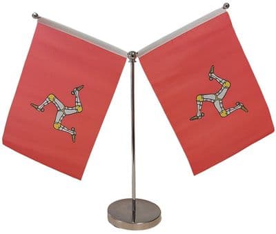 DELUXE Isle Of Man Double Table Flag - Chrome