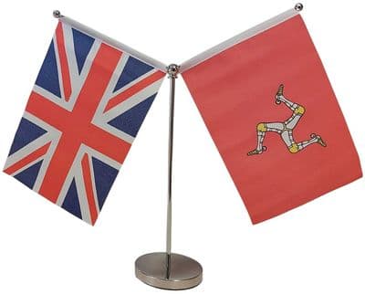 DELUXE Isle Of Man Friendship Table Flag - Chrome