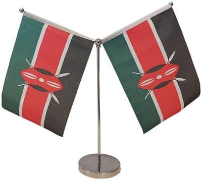 DELUXE Kenya Double Table Flag - Chrome