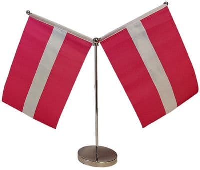 DELUXE Latvia Double Table Flag - Chrome