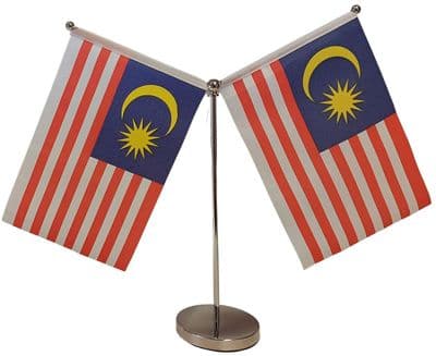 DELUXE Malaysia Double Table Flag - Chrome