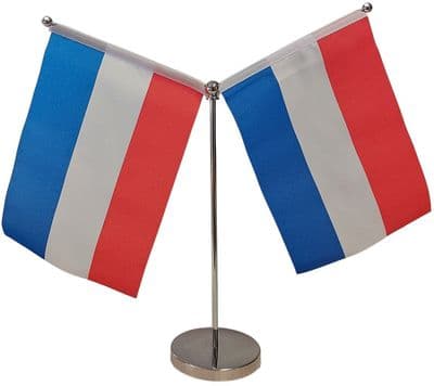 DELUXE Netherlands Double Table Flag - Chrome