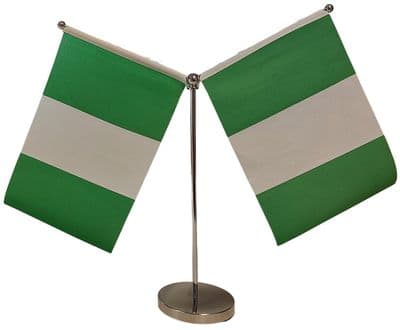 DELUXE Nigeria Double Table Flag - Chrome