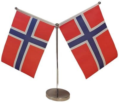 DELUXE Norway Double Table Flag - Chrome