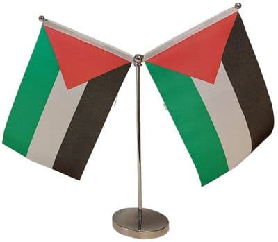 DELUXE Palestine Double Table Flag - Chrome