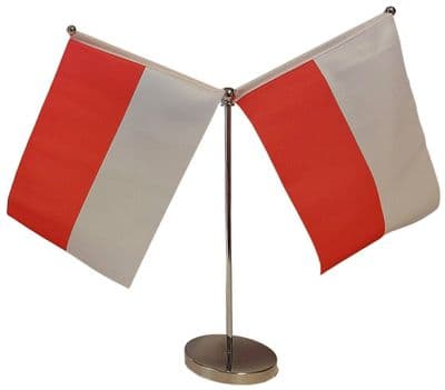 DELUXE Poland Double Table Flag - Chrome