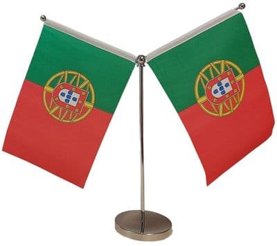 DELUXE Portugal Double Chrome Table Flag