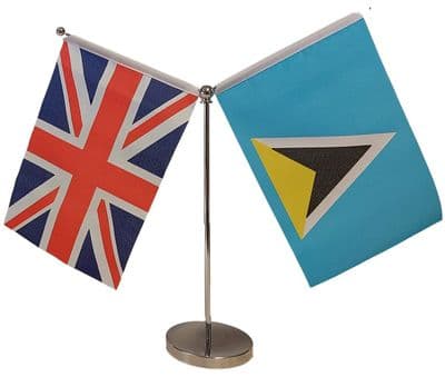 DELUXE St Lucia Friendship Chrome Table Flag