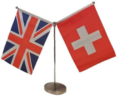 DELUXE Switzerland Friendship Chrome Table Flag