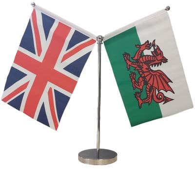 DELUXE Wales Friendship Table Flag - Chrome