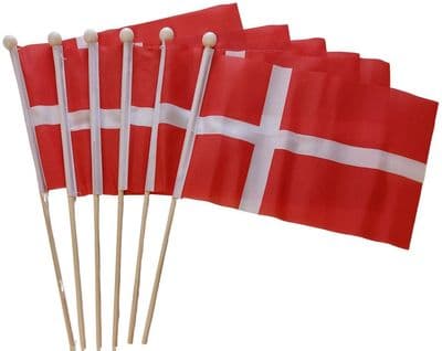 Denmark Hand Flag - 6 Pack