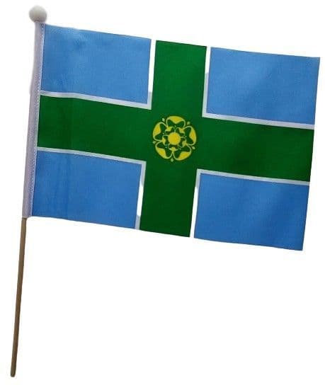 Tischflagge Derbyshire – 15x10 Cm, Mit Schwarzem Sockel, Polyester