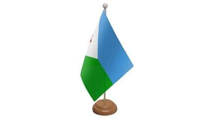 Djibouti Wooden Table Flag