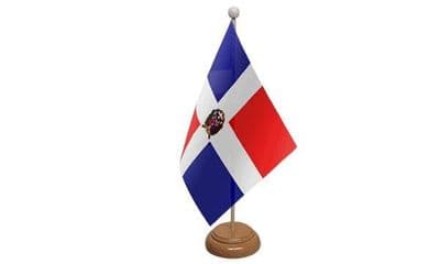 Dominican Republic Wooden Table Flag