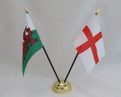 Double Polyester Table Flag 2 Flags, 1 Base