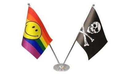 Double Satin Table Flag (2 Flags, 1 Base)