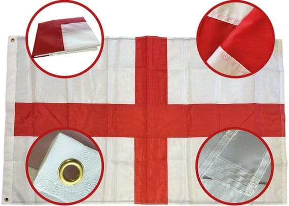 England St George Sewn Nylon Flag with Eyelets - 5ft x 3ft | NWFlags