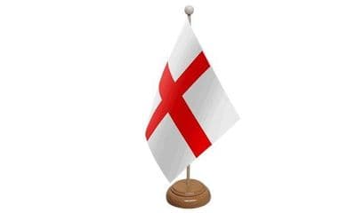 England Table Flag - Wood