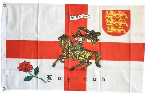 English Rose and Lion 3ft x 2ft Knitted Heavy Polyester Flag