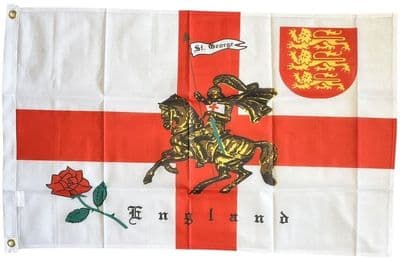 English Rose and Lion Flag 3ft x 2ft - Knitted Heavy Polyester